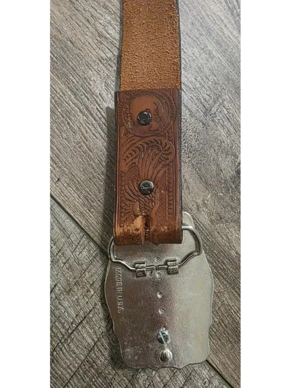 Vintage scorpio Leather Belt Buckle size 32